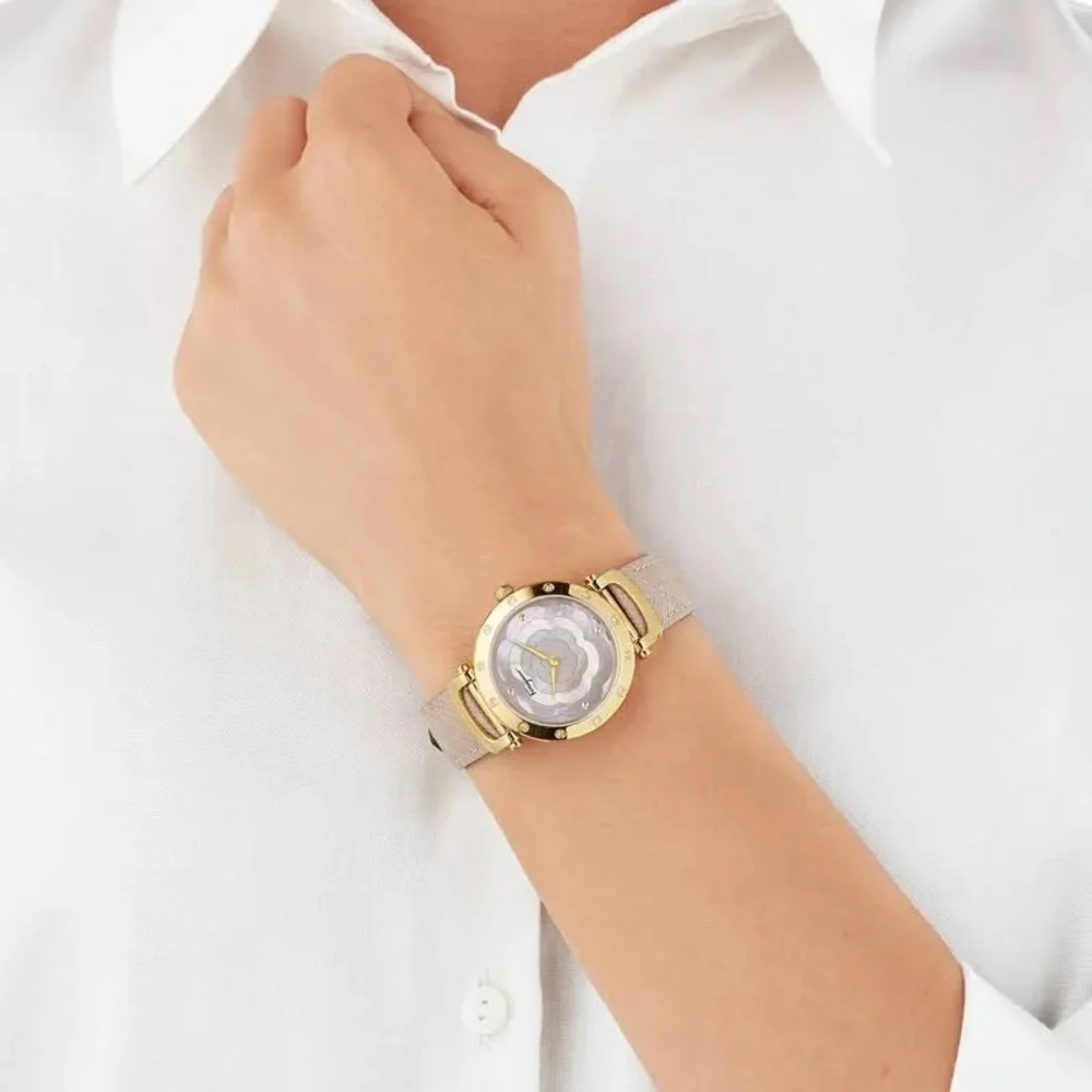 Salvatore Ferragamo Style Ladies Quartz Watch Pink Mother of Pearl Dial